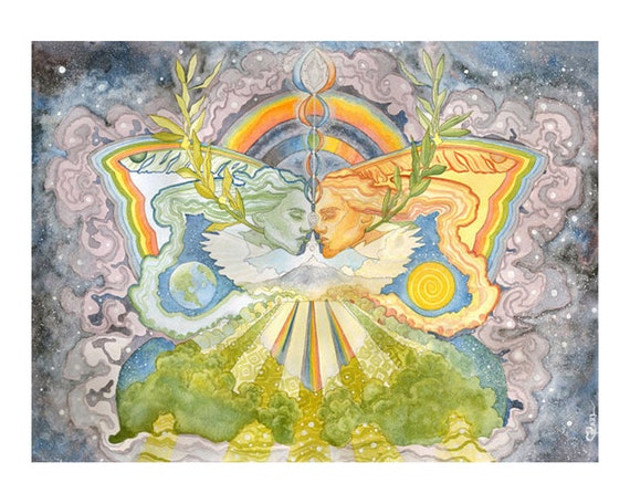 Soulmates Art Lovers Butterfly Psychedelic Rainbow Etsy
