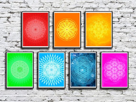 Signed Chakras Sacred Geometry Meditation Art Print Giclee 2020 B.Woodruff