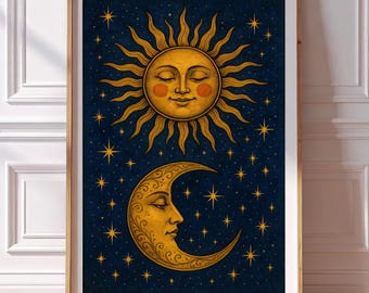 Poster Hippie Soul The Sun Watches What I Do But The Moon Knows All My Secrets Poster Vintage Hippie Sun Moon Hippie D137E1 Targa in metallo 30,5 x 40,6 cm