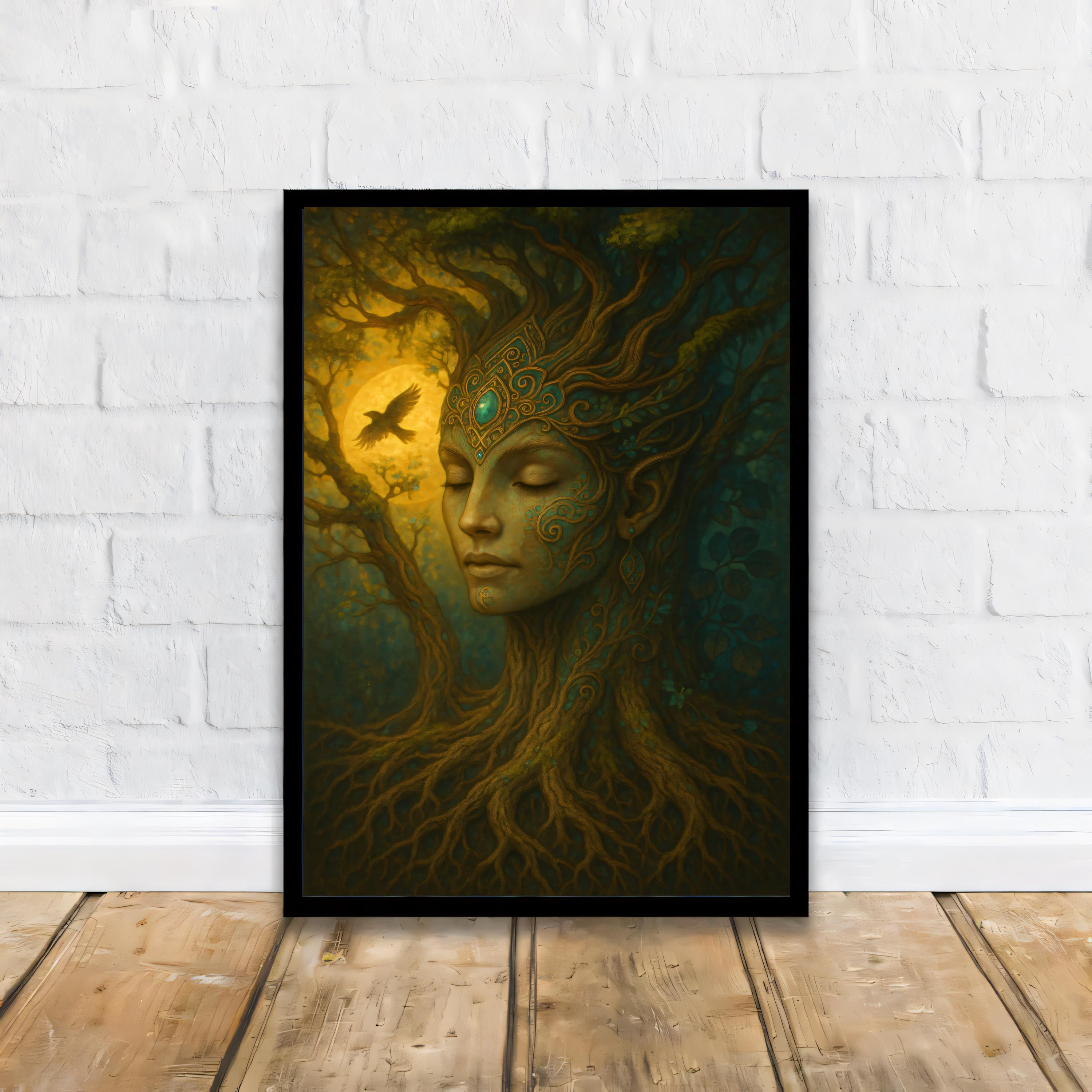 Printable Poster Mother Nature Tree Spirit – Mystical Forest Goddess ...