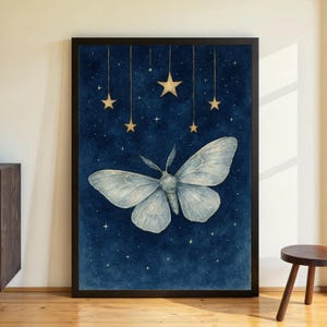 Dreamy Moth Illustration – Mystical Luna Moth Poster, Spiritual Boho Wall Decor, Printable Wall Art, Instant Download