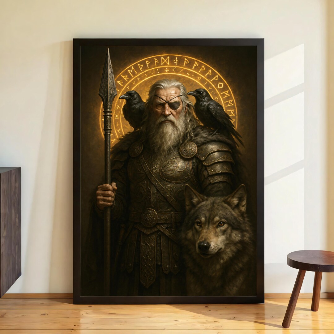 Printable Poster Odin – Norse God Mythology Art, Viking Warrior With ...