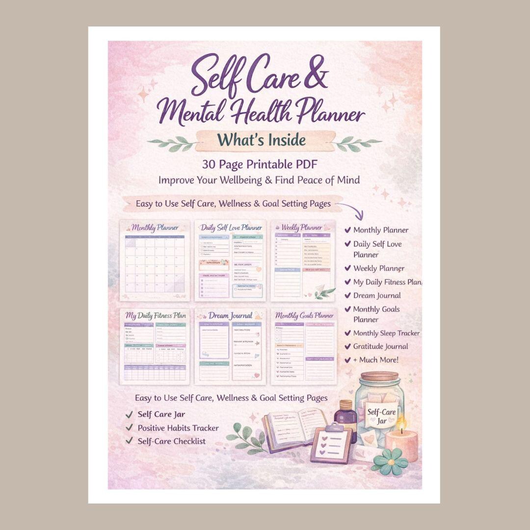 Self Care Planner Printable | Mental Health Planner | Daily Self Love ...