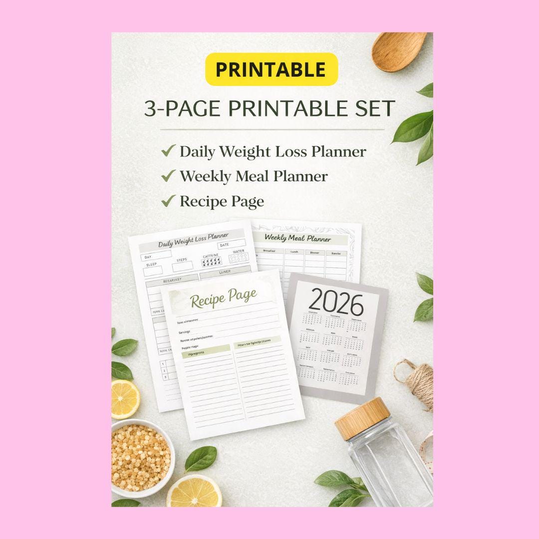 Weight Loss Planner Printable | Meal & Fitness Tracker (PDF Download ...