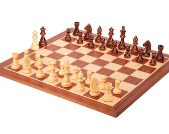 Turnier Schachset Holz 54x54 cm Staunton German 5+ (98mm) Intarsie Schachspiel