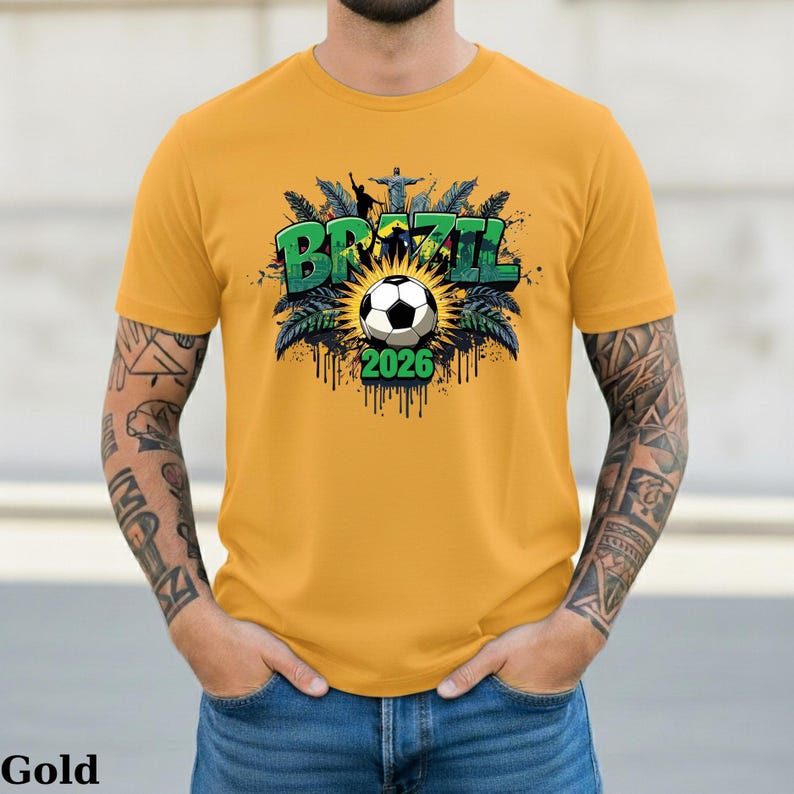 Brazil Soccer T-Shirt 2026, Brazilian Football Fan Tee, Christ the Redeemer Art Shirt, United 2026 Tournament 2026 Brazil Gift, image 5