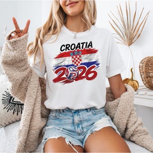 Croatia Football T-Shirt 2026, Croatia Soccer Fan Gift, Croatian Flag Jersey Style Tee, Vatreni Soccer Shirt, Croatia 2026 Men Women Kids image 3