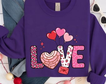 Love You Leopard Hearts Valentine's Day Sweatshirt , Love Sweatshirt, Love Valentines Sweatshirt, Valentine's Day Sweatshirt.