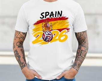 Spain Soccer T-Shirt 2026 | Spanish Football Fan Tee | España Football Fan Gift | Global Soccer 2026 Spain Gift, Spanish Flag Brush Art Tee.
