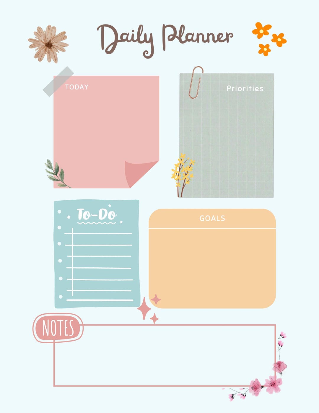 Daily Planner Printable – Pastel Layout - Etsy