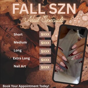 Fall Nail Specials Flyer: DIY Canva Template (digital nedladdning)