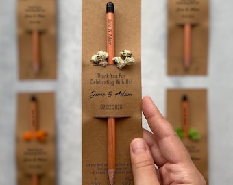 Custom Wedding Plantable Pencil Favors, Personalized Plantable Pencils for Guests, Eco-Friendly Wedding Gifts, Engraved Seed Pencil Favors