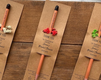 Custom Bridal Shower & Engagement Guest Favors, Sustainable Plantable Seed Pencils For Bridal Shower