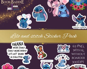 Lilo & Stitch Digital Sticker Pack: Planner Stickers (63 PNG) (Digital Download)