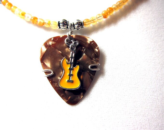 Gold Guitar Pick Necklace Etsy