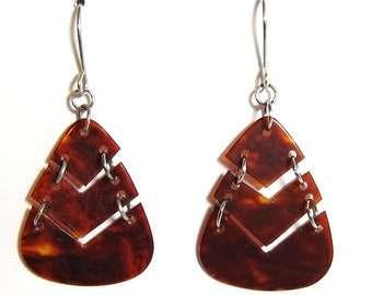 Tortoise Shell Guitar Pick Earrings