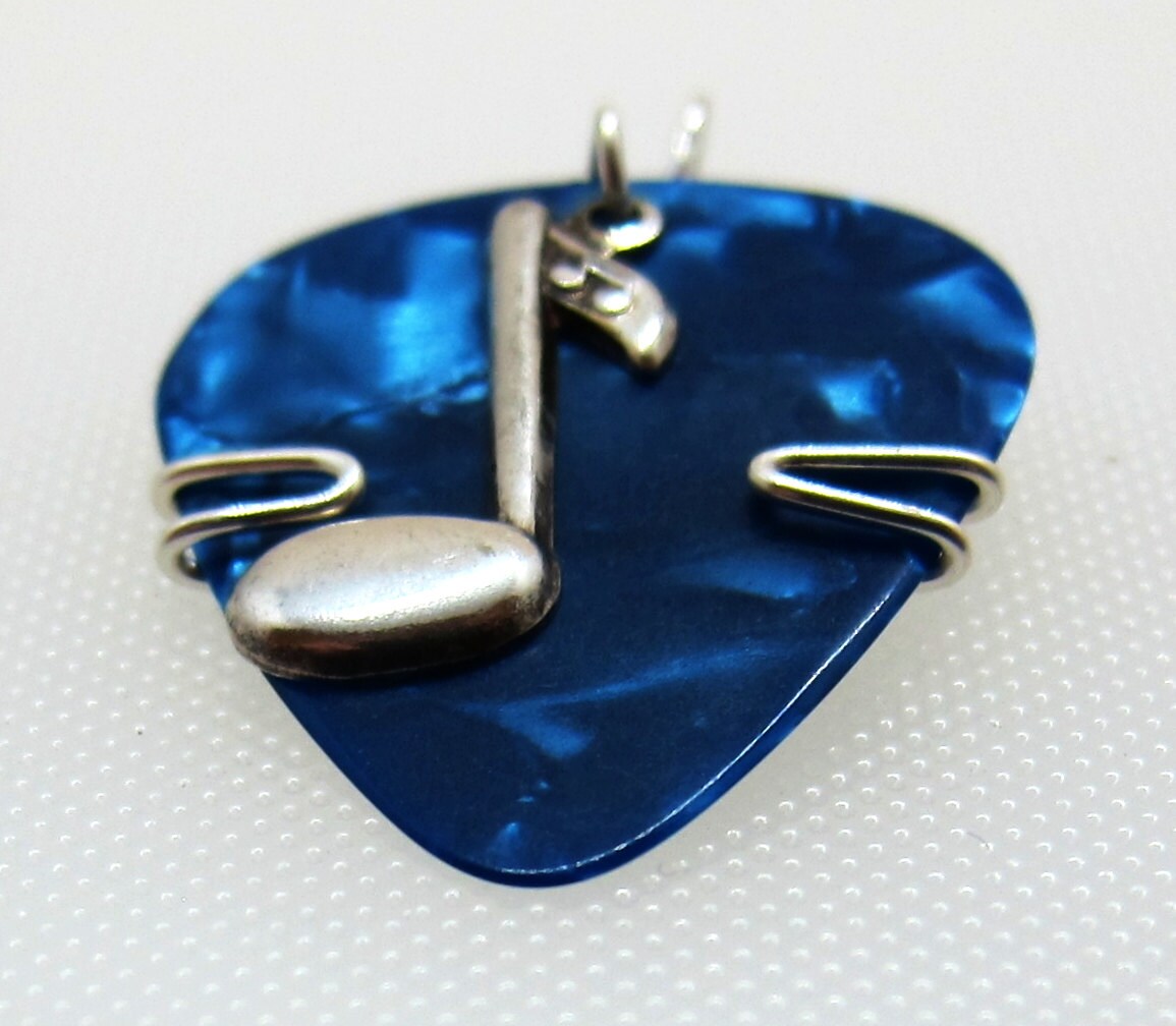 Guitar Pick Jewelry Blue Guitar Pick with an Eighth Note Etsy