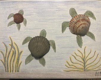 Dibujo de tres tortugas marinas