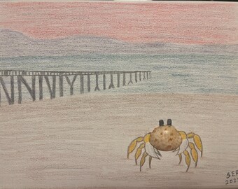 Cangrejo fantasma de concha marina sobre lienzo