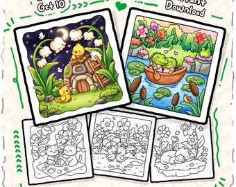 Garden Cuties Coloring Pages | 8 + 2 Free Whimsical Garden Animal Pages | Hand-Drawn Nature Scenes for Adults and Teens, Printable PDF & PNG