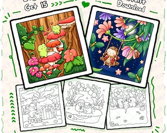 Garden Cuties Coloring Pages | 12 + 3 Free Whimsical Garden Animal Pages, Hand-Drawn Nature Scenes for Adults and Teens, Printable PDF & PNG