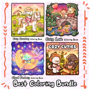 Best Cozy Coloring Bundle – 154 Cozy Pages + 20 FREE Bonus Pages, Cute Animals, Fantasy Clouds, Country Adventures & Heartwarming Scenes PDF