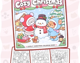 Gezellig kerstkleurboek | 30 gezellige vakantiepagina's + 10 gratis pagina's, schattige winterdieren, feestelijke kersttaferelen, printbaar PDF-bestand voor volwassenen