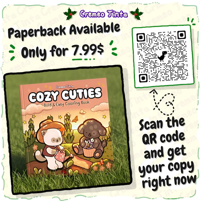 Cozy Garden Cuties, 8 + 2 Free Coloring Pages Bold & Easy, Cute Animal Coloring Book for Adults, Teens Beginners, Relaxing Printable PDF image 4