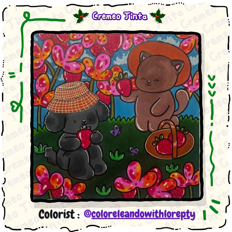 Cozy Garden Cuties, 8 + 2 Free Coloring Pages Bold & Easy, Cute Animal Coloring Book for Adults, Teens Beginners, Relaxing Printable PDF image 9