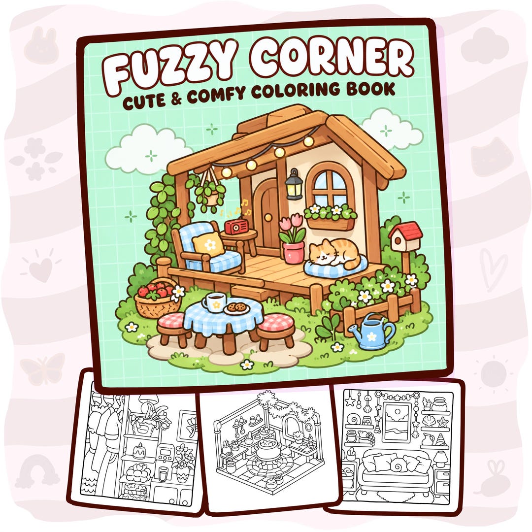 Fuzzy Corner Coloring Book | 40 Cozy Pages + 10 Free Pages, Cute ...
