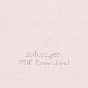 May include: A light pink background with a textured pattern. A gray arrow points downward. The text "Sofortiger PDF-Download" is written in gray below the arrow.