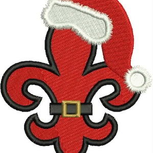 Santa Fleur de lis,Applique,  New Orleans, Louisiana Fleur de Lis, Christmas Fleur de lis, Machine Embroidery Design, Embroidery Design