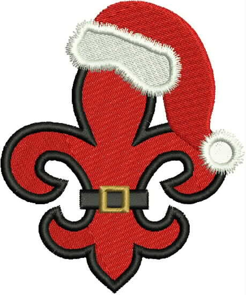 Santa Fleur de lis,Applique, New Orleans, Louisiana Fleur de Lis, Christmas Fleur de lis, Machine Embroidery Design, Embroidery Design image 1