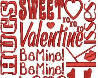 Valentine Quotes Embroidery Design, Heart Embroidery, Valenting Embroidery, Love, Sweetheart