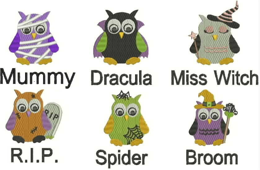 Halloween Owls, Hooters, Embroidery Design, Machine Embroidery Design