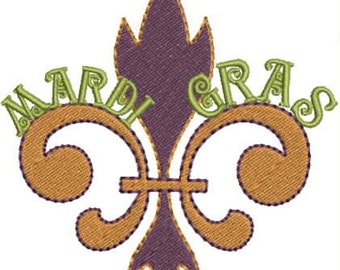 Mardi Gras Fleur de Lis 3 - Fleur de Lis Embroidery Design