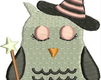 Halloween Embroidery Design - Halloween Hooter Miss Witch - Halloween Owl Embroidery Design - Cute Embroidery Designs, owl, bird,