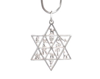 Sterling Silver Pendant with symbol of 12 Israeli Tribes