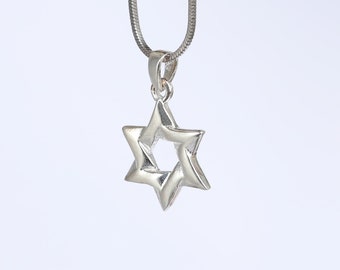 Sterling Silver Mezuzah with Star of David Pendant - Inspired by an ID disk