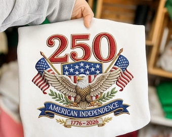 250 aigle patriotique de l'indépendance américaine 1776-2026, motif de broderie écusson drapeau USA, téléchargement immédiat Dst Pe