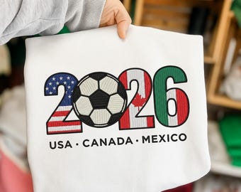 Soccer 2026 USA Canada Mexico Embroidery Design, Instant Download Dst Pe