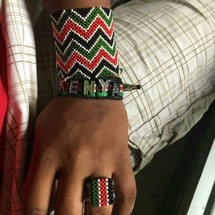 マサイ族　ビーズ 幾何学模様 ブレスレット Masai mara bracelet - Etsy 日本