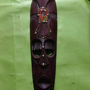 African Mask Wall Art,Hand Carved Wooden Tribal Mask,Halloween Wall Decor,Spooky Wooden Wall Hanging,Boho Cultural Accent,Housewarming Gift