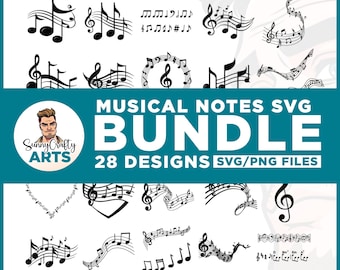 Musical Notes SVG Bundle, Abstract Colorful PNG, Cricut Cut File (Digital Download)