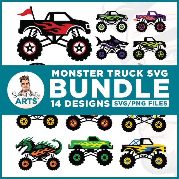 Monster Truck SVG Bundle, Layered Clipart for Cricut (Instant Download)
