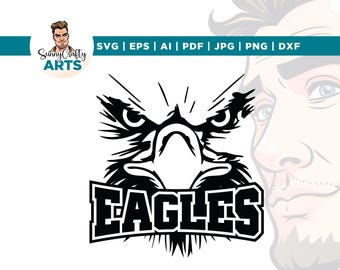 Mascote Águia em SVG, Esportes em Equipe em PNG, Espírito Escolar (Download Digital)