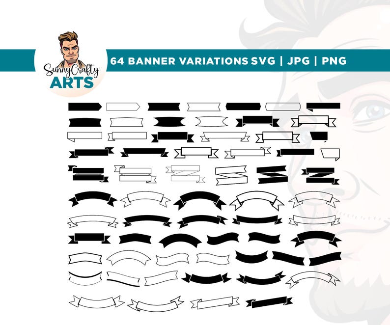 Banner SVG Bundle, Ribbon Clipart (64 Files) - Etsy