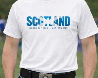 Camiseta unisex de Escocia para aficionados al fútbol del Mundial 2026, blanca, con diseño de bandera de San Andrés