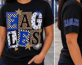 Custom School Spirit Name Shirt with Leopard Checkered Letters, Personalized Spirit Wear Tee