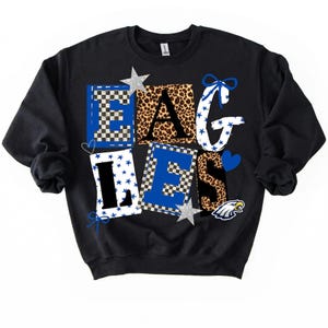 Custom School Spirit Name Shirt with Leopard Checkered Letters, Personalized Spirit Wear Tee image 1